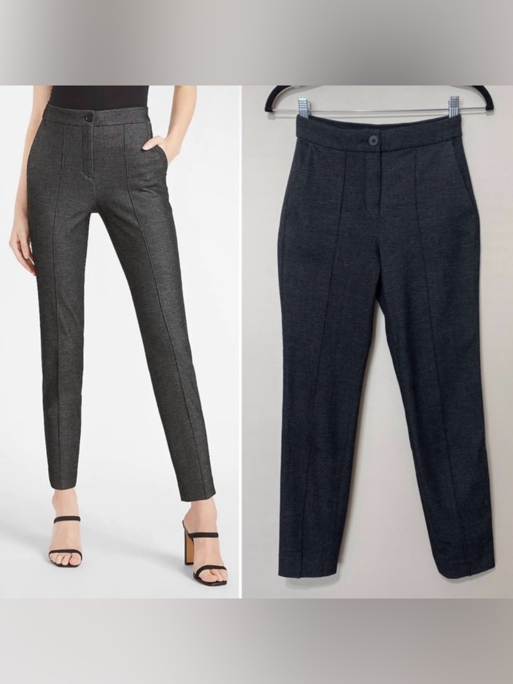 EXPRESS High Waisted Seamed Ankle Pants in Dark Grey | Crop Trouser | Size 00R